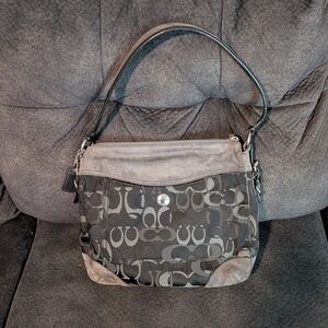Coach Monogram Black and Gray Shoulder Bag